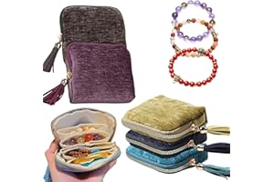 CHIMORY 2025 New Travel Jewelry Case – Portable Organizer for Rings, Bracelets, & Bangles with Tassel Zipper, Elegant Jewelry Roll for Journey, Crystal Jewelry Storage Pouch, Mini, Avocado Green