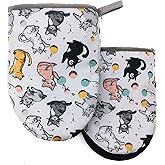 Cute Cat Oven Mitts, High Heat Resistant Kitchen Oven Gloves, Mini Silicone Oven Mitts, Non-Slip Grip Surfaces and Hanging Loop for Grilling, Baking, Cooking and Microwave, Gift