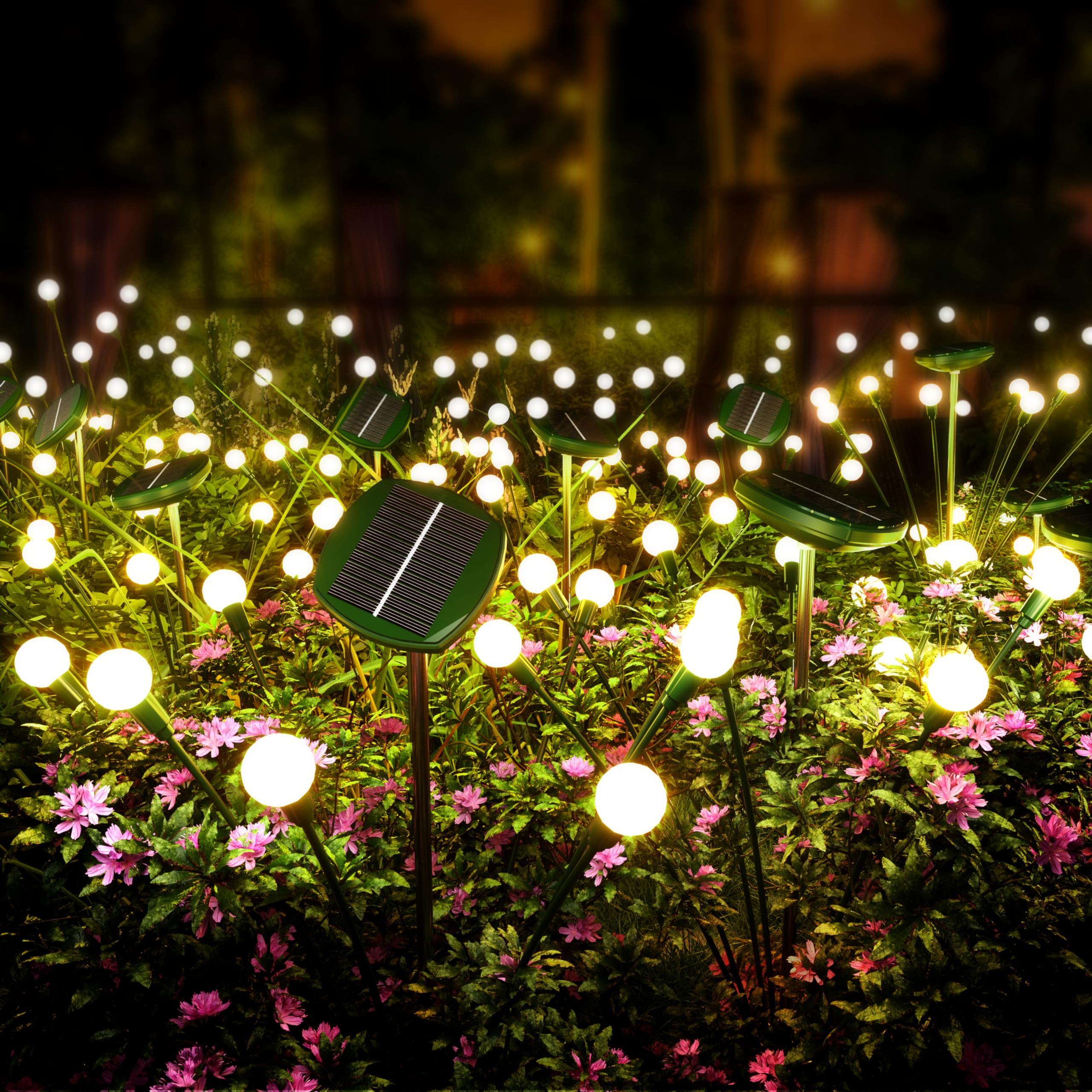 Photo 1 of (missing pieces) AOSEA Solar Firefly Lights (9+6 LEDs) - Waterproof Outdoor Solar Lights for Garden, Patio, Pathway - Wind Swaying Fairy Lights