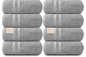 ORGANIX - SUSTAINABLE HEALTH SUPPLIES Organix Oversized 8 Piece Soft Bath Sheets Towels 550 GSM Cotton Bath Towels Extra Large 35"x70", Highly Absorbent & Quick Dry, Super Soft Hotel Quality Extra Large Bath Towels, Daily Use (Light Grey)