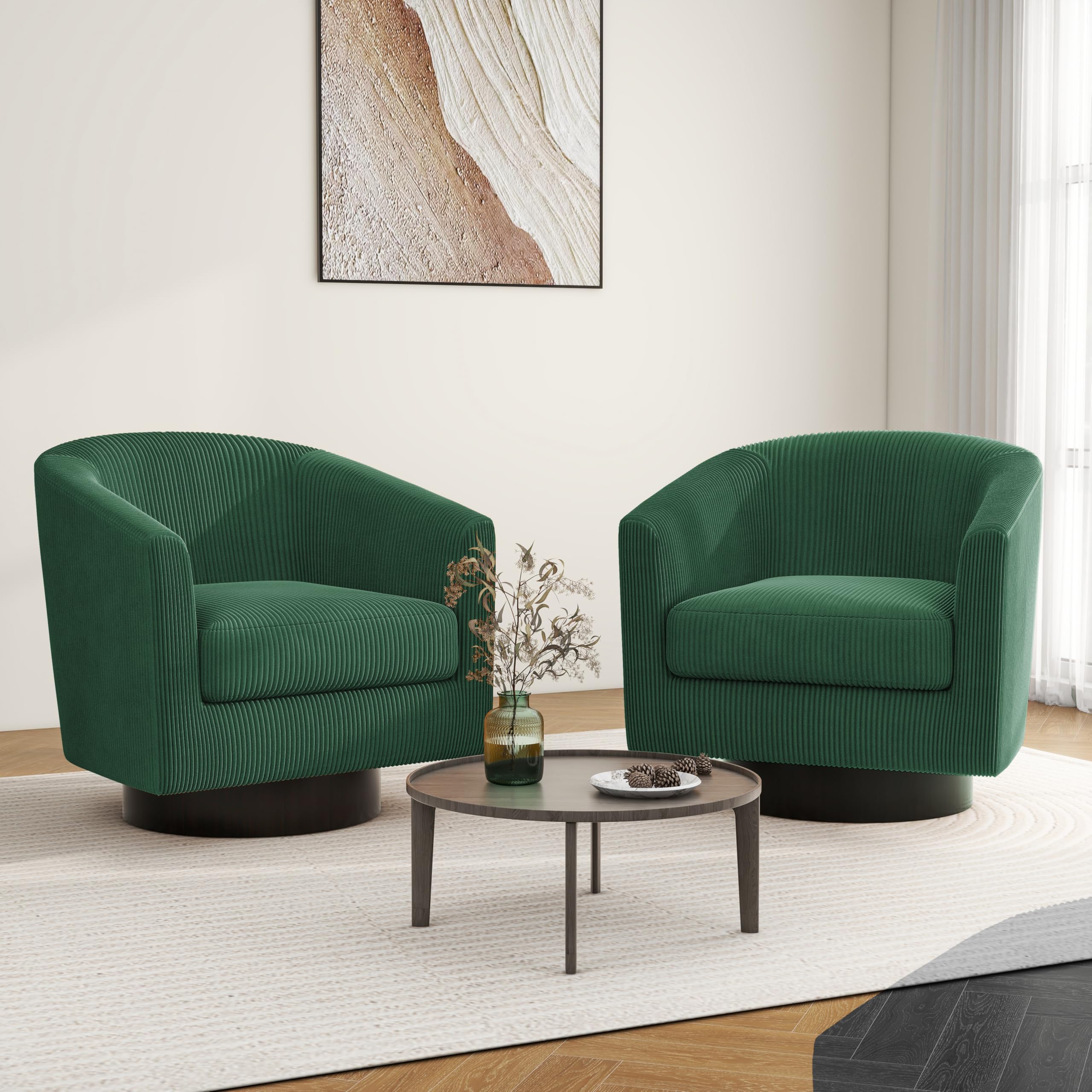Swivel Barrel Accent Chair, Modern Round Corduroy