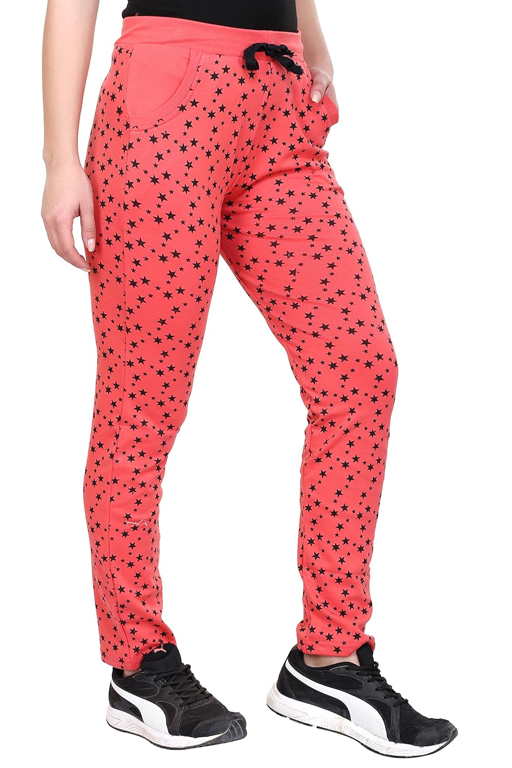 trinity women star printed cotton track pant lower gym wear yoga wear