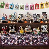 Day Of The Dead Ofrenda Decorations for Altar, Dia De Los Muertos Decor | Catrinas Mexicanas Dia De Los Muertos Decorations, 12Pcs Day of the Dead Figurines, Wooden Table Decor, Frames, Table Runner