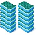 SCRUBIT Multi-Use Scrub Sponge – Non-Scratch Kitchen Sponges for Dishes, Pots and Pans - Heavy Duty & Odor Free Rippled Scrubbing Pad, Designed for Tough Cleaning Jobs 12 Count