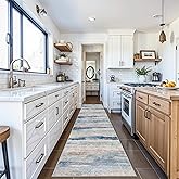 Western Coastal Beach Wave Pattern Kitchen Runner Rug - Washable Indoor Modern Abstract Low Pile Carpet for Beach House, Hall