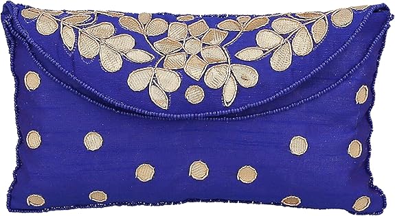 blue designer clutch bag