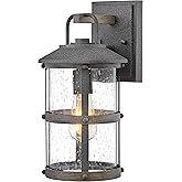 Hinkley Lakehouse 2680DZ Small Outdoor Wall Lantern, Coastal Style, Nautical Touches, Clear Seedy Glass, Aged Zinc and Driftw