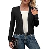 AAMILIFE Women Long Sleeve Cropped Knit Sweater Cardigans Open Front Bolero Shrug