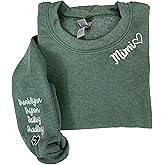 NAZENTI Custom Embroidered Grandma Sweatshirt with Kids Name on Sleeve, Mothers Day Shirts, Grandma