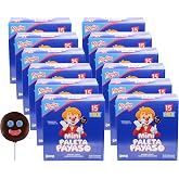 Ricolino Mini Paleta Payaso Marshmallow Lollipop with Chocolate Coating, 15 Count, (Pack of 12)