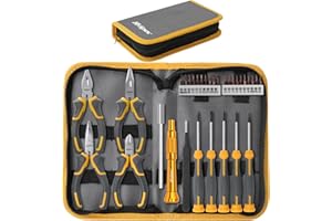 Hi-Spec 32pc Electronics Repair & Opening Tool Kit Set for Laptops, Phones, Devices, Computer & Gaming Accessories. Precision Small Screwdrivers with Pentalobe Bits for iPhones & MacBooks