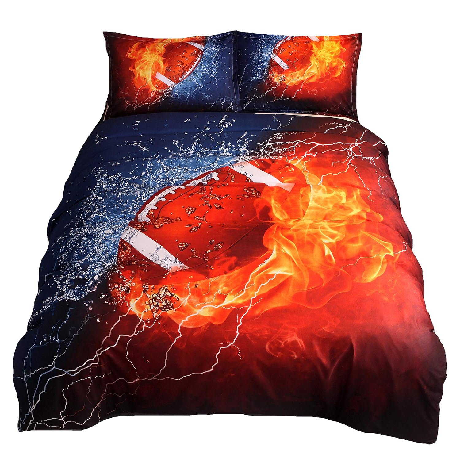 HTgroce 3D Sports Rugby Bedding Set for Teen Boys,Duvet