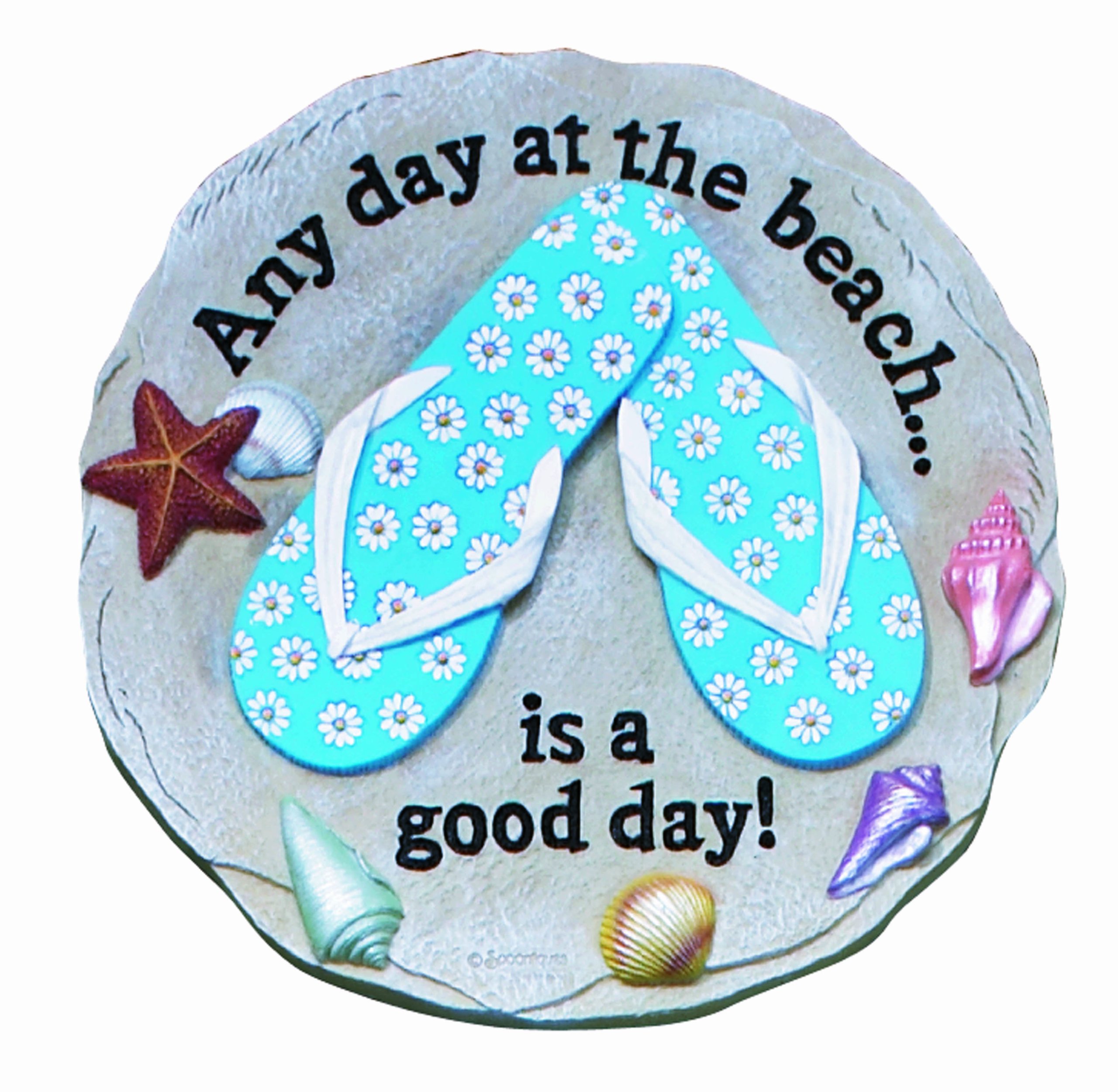 Spoontiques - Garden Décor - Beach Sandals Stepping Stone - Decorative Stone for Garden