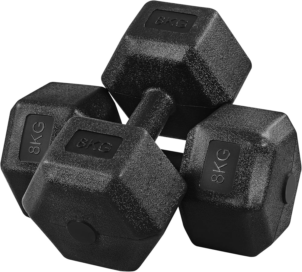 Yaheetech 2x8kg Dumbbells Set Hex Rubber Coated Home Gym Strength Training