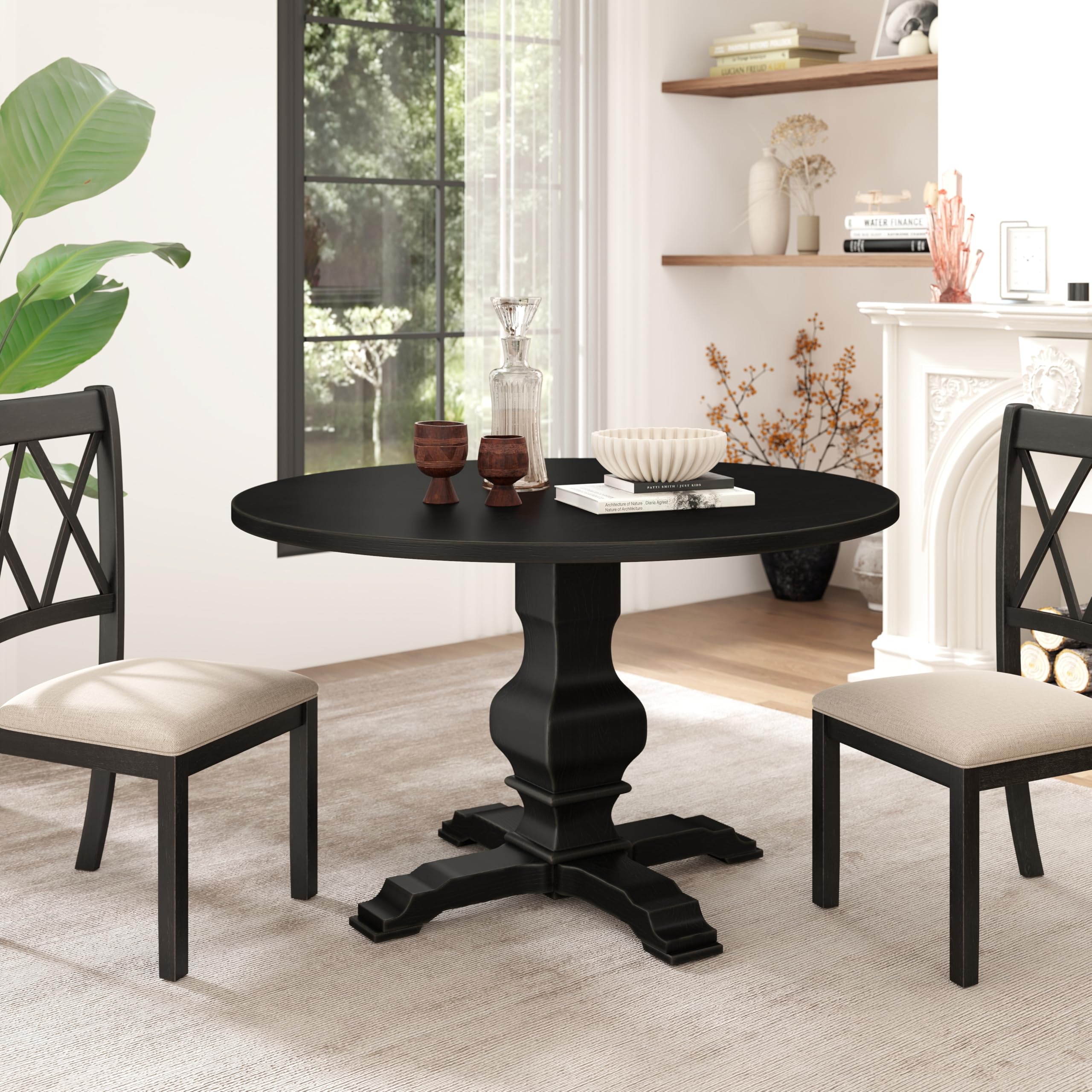 Photo 1 of ***ONLY THE PEDESTAL NO TABLE TOP****Roundhill Furniture Havre Pedestal Base Round Dining Table, Black,