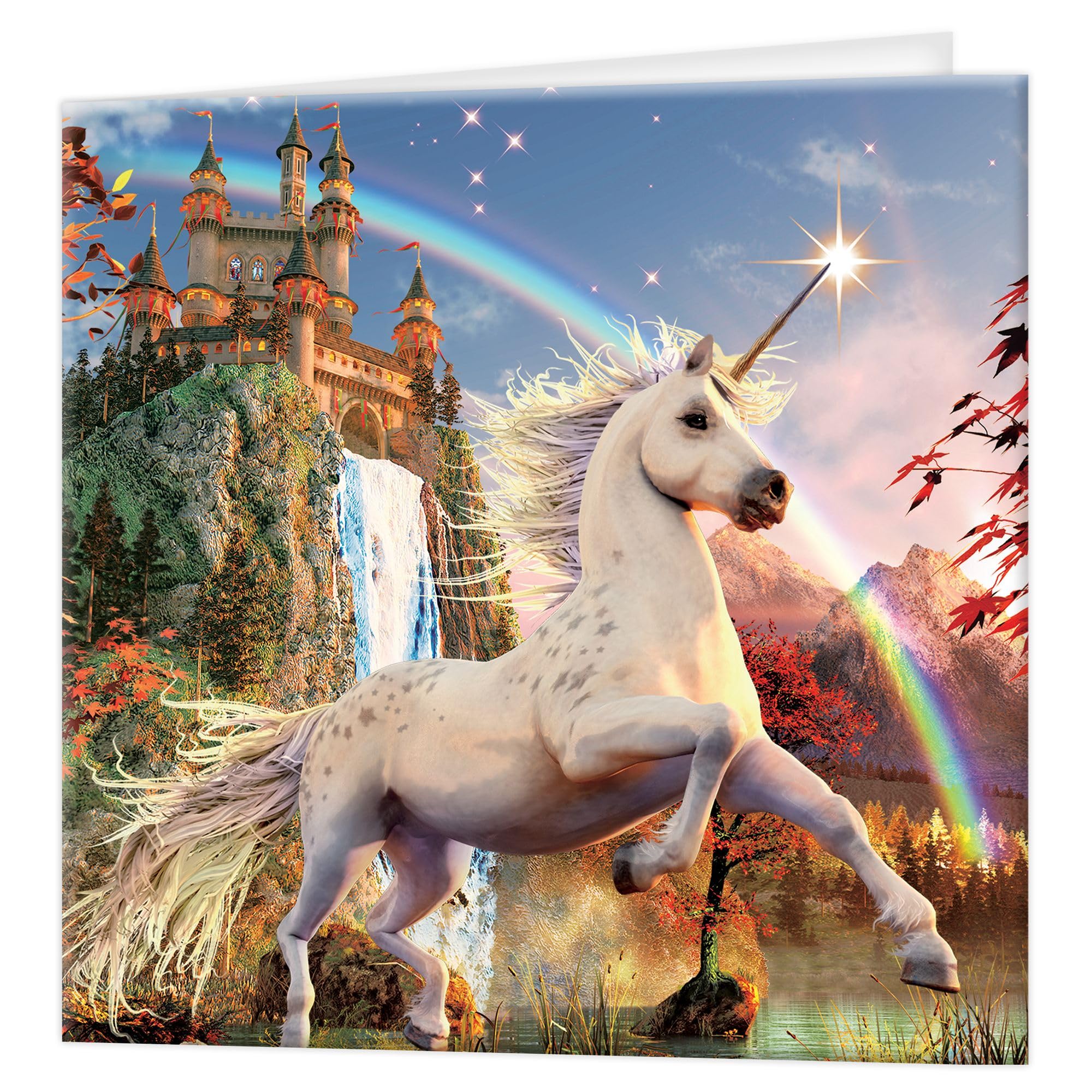 3D LiveLife Greeting Card - Unicorn Evening Star from Deluxebase. Lenticular 3D Blank Greeting Cards with Envelopes. Unicorn All Occasion Greeting Cards featuring Original Artwork by David Penfound.