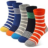 COTTON DAY Kids Boys Crew Dress Socks Bright Colorful Stripes Design