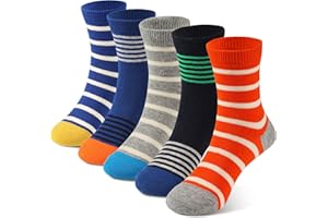 COTTON DAY Kids Boys Crew Dress Socks Bright Colorful Stripes Design