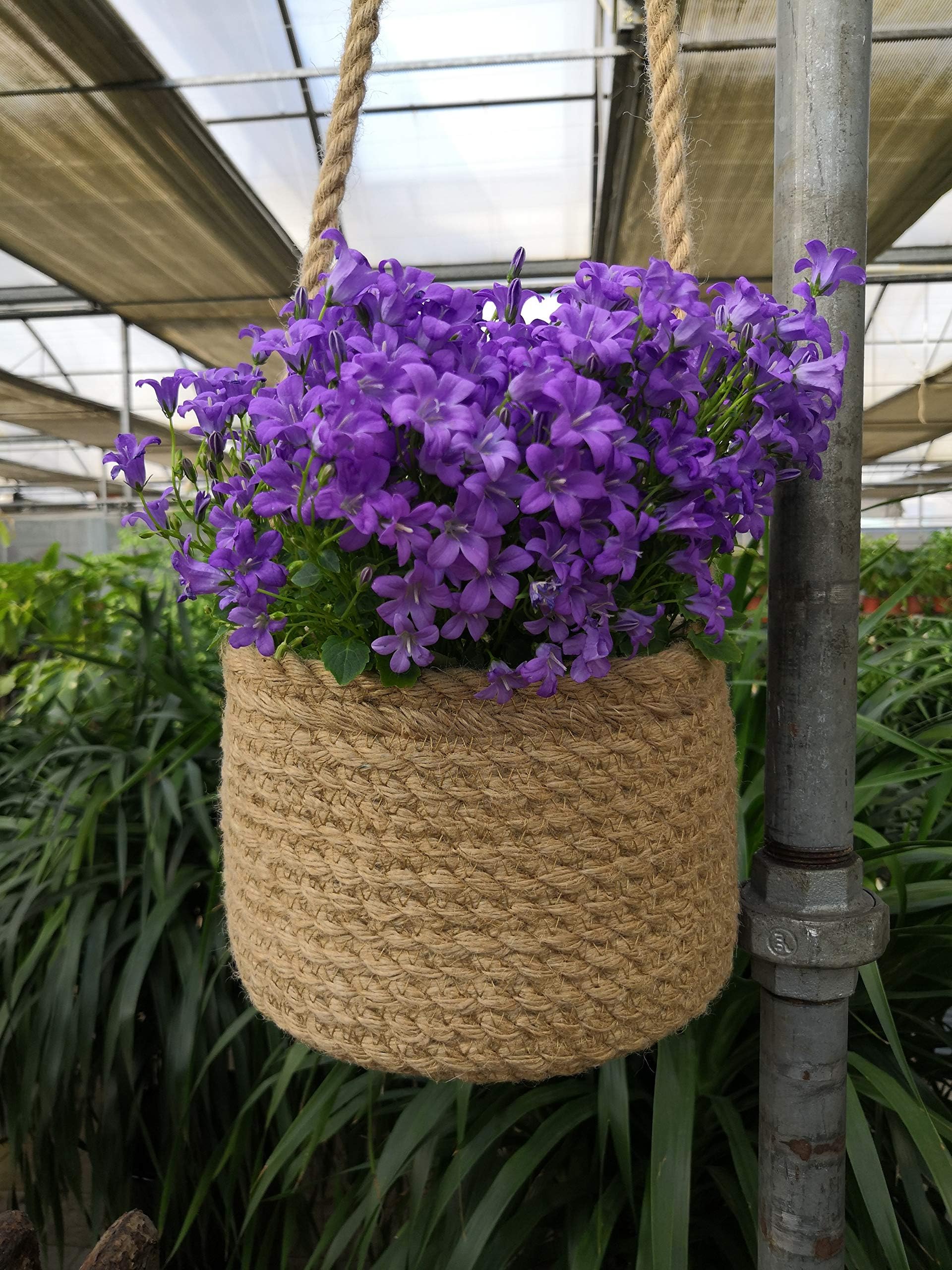 Wall Hanging Planter -1 pc- Jute Rope Hanging Planter Woven Plant Basket Indoor Up to 7" Pot Macrame Plant Hangers Modern Storage Organizer Home Decor Hanging Planter Basket Wall Basket for Plants