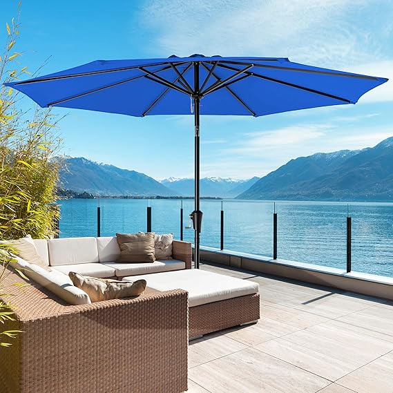 ROWHY Paraguas de 3,4 m para patio al aire libre, paraguas de mesa de