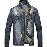 QIMYUM Jean Jacket For Men, Distressed Slim Denim Jacket