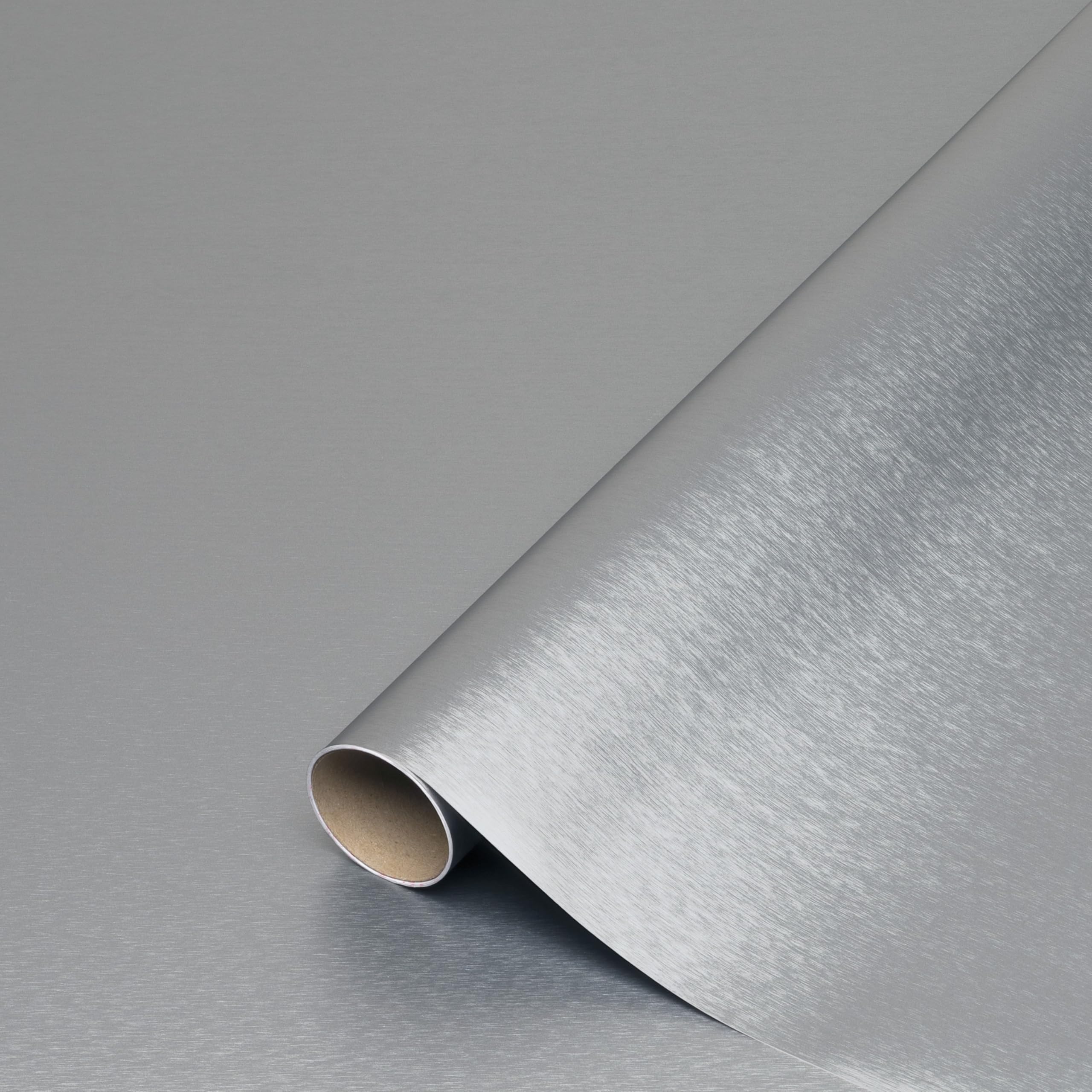 d-c-fix vinyl wrap Platino silver metallic 45 cm x 1,5 m - sticky back plastic roll for furniture, kitchen & cupboards - contact paper sticker self adhesive film