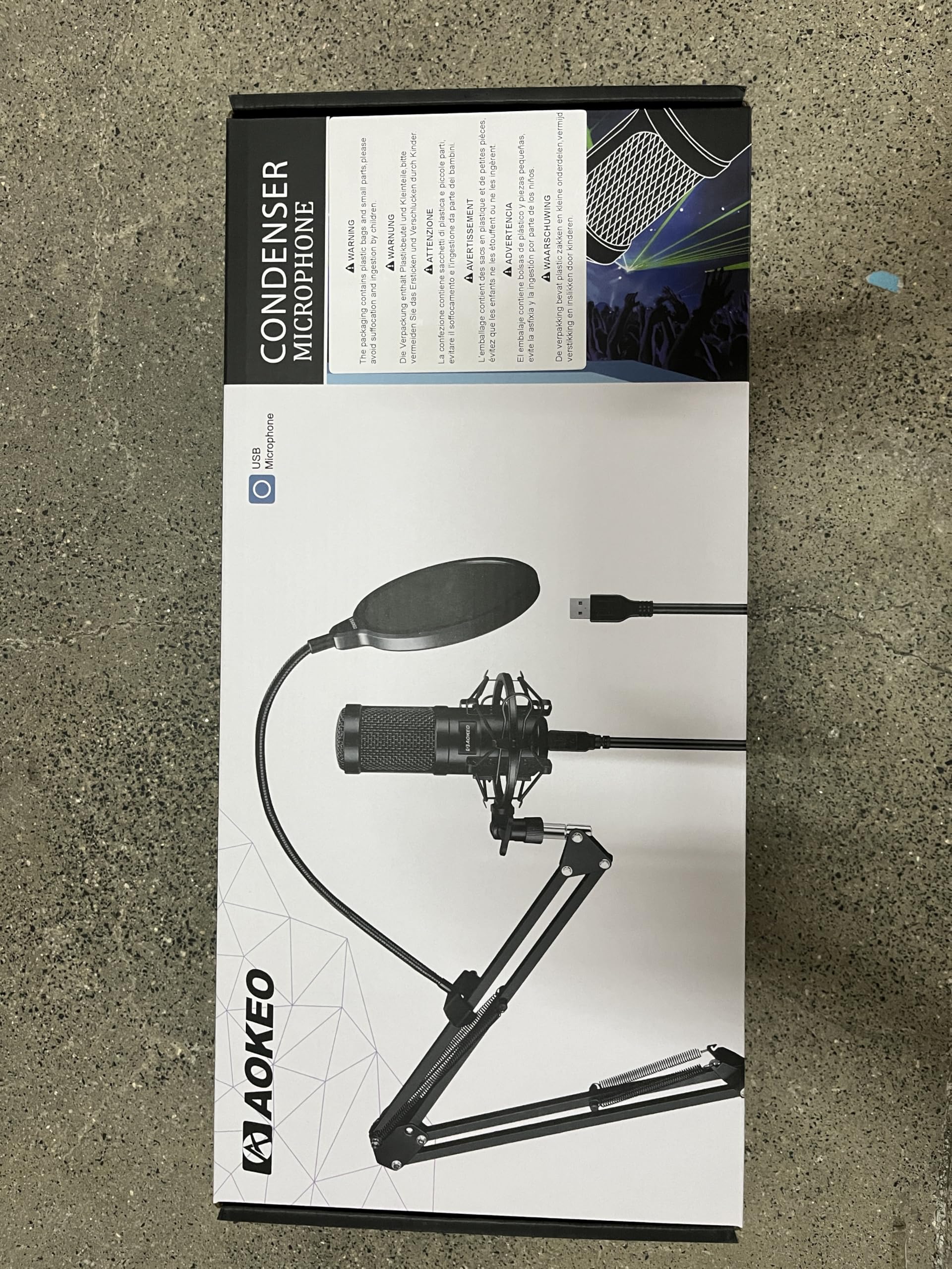 Aokeo USB Condenser Microphone, 192kHZ/24bit Professional PC Streaming Podcast Cardioid Microphone Kit with Boom Arm, Shock Mount, Pop Filter, for Recording, Gaming, YouTube,Meeting, Discord
