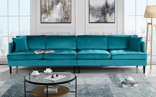 Amazon Com Mid Century Modern Extra Large Velvet Sofa Living