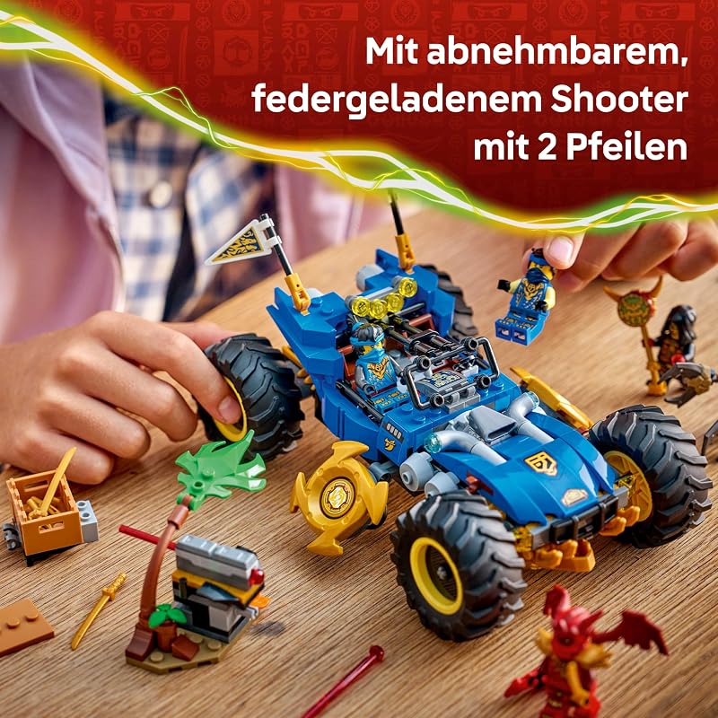 NINJAGO 2in1 Jays Transformationsflitzer - Ninja Truck mit 5 Minifiguren, inkl. Kai und NYA, sowie Shuriken und Schwertern - Kreatives Geschenk für Jungen ab 8 Jahren und Fans - 71856