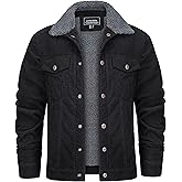 KEFITEVD Men's Corduroy Jacket Sherpa Lined Fleece Trucker Jackets Winter Coat Warm Thick Jacket for Casual Work Cargo
