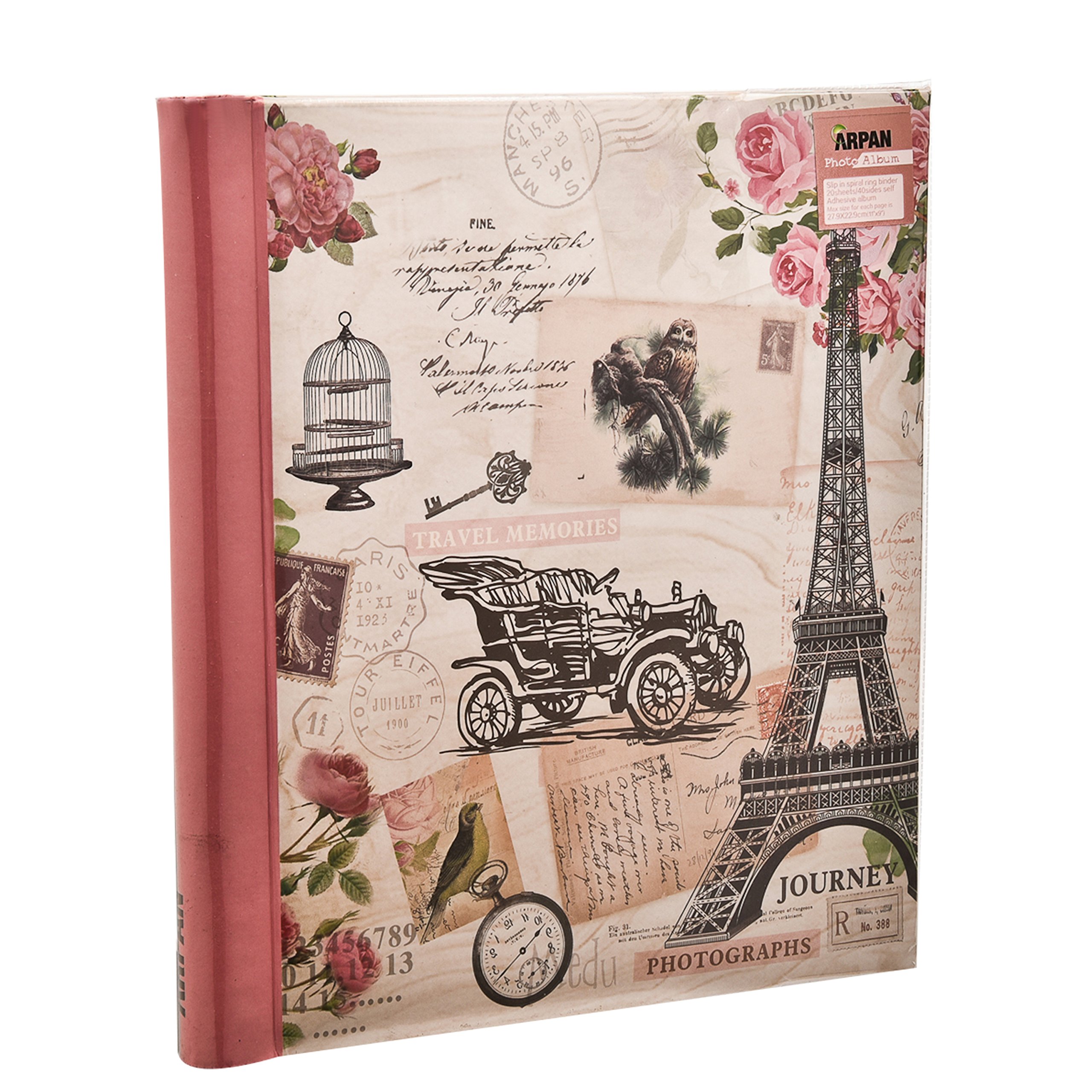 Arpan Pink Travel Large Self Adhesive Photo Album - Vintage Owl