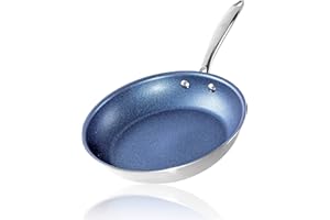 Granitestone 12 Inch Frying Pan, Stainless Steel Frying Pan, Non Stick Skillet/Nonstick Pan with Diamond Coating, Cooking Pan, Nonstick Skillet, Oven Safe Skillet, Dishwasher Safe, Blue