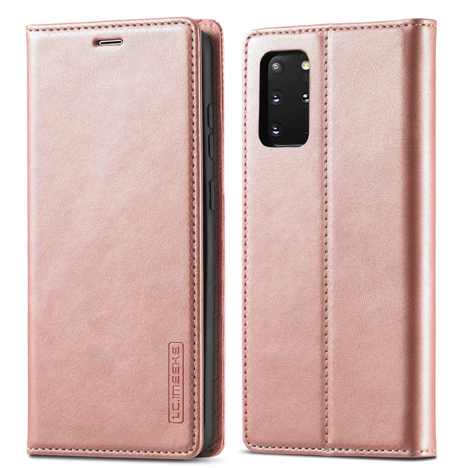 QLTYPRI Case for Samsung Galaxy S20 Plus, Vintage Matte Leather Wallet Case Card Slot Kickstand Magnetic Shockproof Flip Folio Book Case Cover for Samsung Galaxy S20 Plus - Rose gold