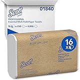 Scott Essential Multifold Paper Towels (01840) with Fast-Drying Absorbency Pockets, White, 16 Clips / Case, 250 Sheets / Clip