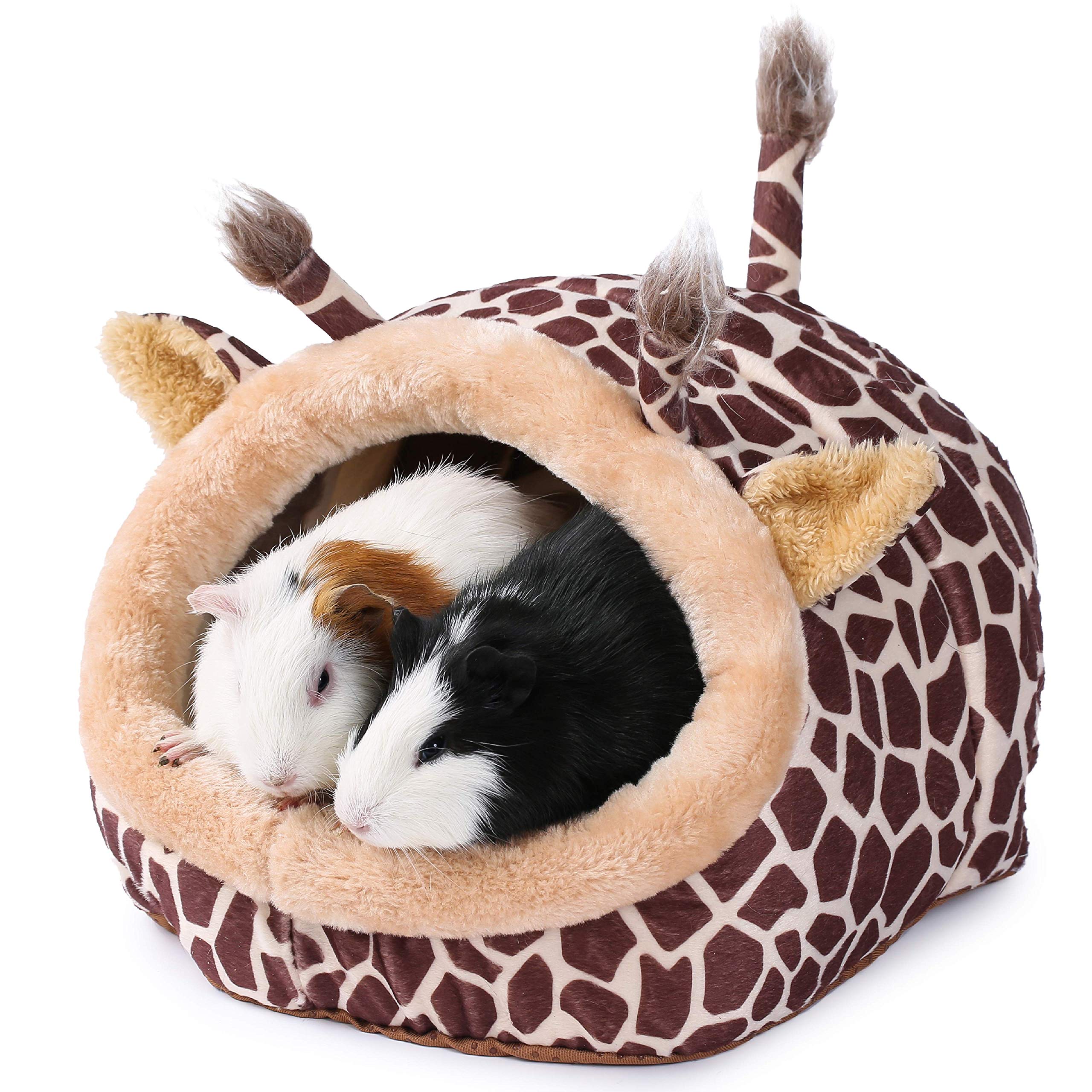 JanYoo Bunny Bed Guinea Pig Hideout Huts Accessories Habitat Tunnel for House(XL,Giraffe)