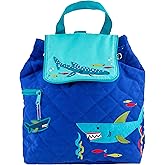 Stephen Joseph Unisex Toddler Back to School, Quilted Backpack, One Size, Shark Dark Blue