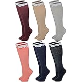 SUMONA 6 pairs Women Wool Cable Knit Knee High/Thigh High/Crew Winter Boot Socks 9-11 (6 Pairs Two Tone Knee High, 9-11)