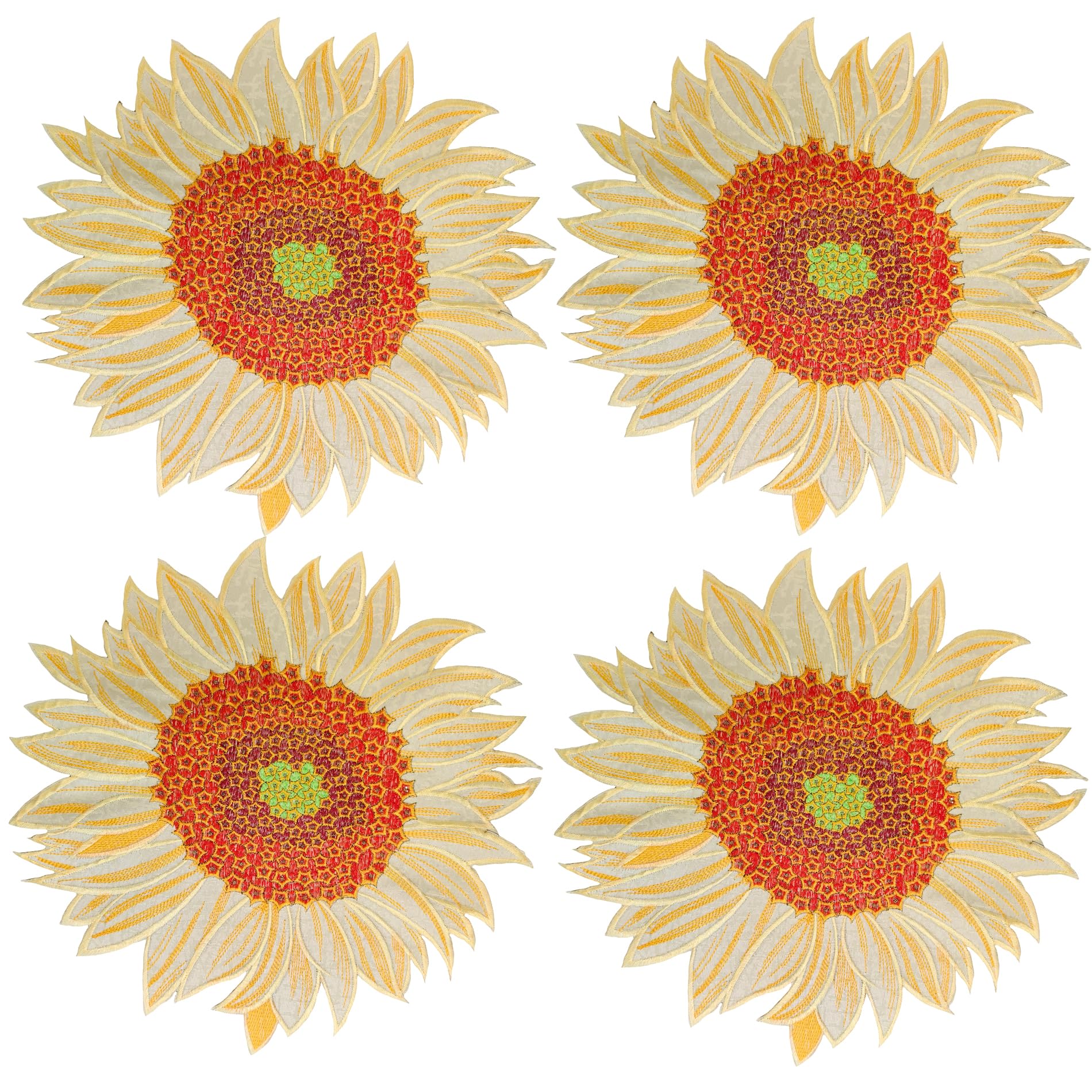 Photo 1 of LeLehome 4PCS Sunflower Placemats Dining Doily Table Decoration Table Mats, Embroidery Summer Floral Dinner Party Home Kitchen Decor
