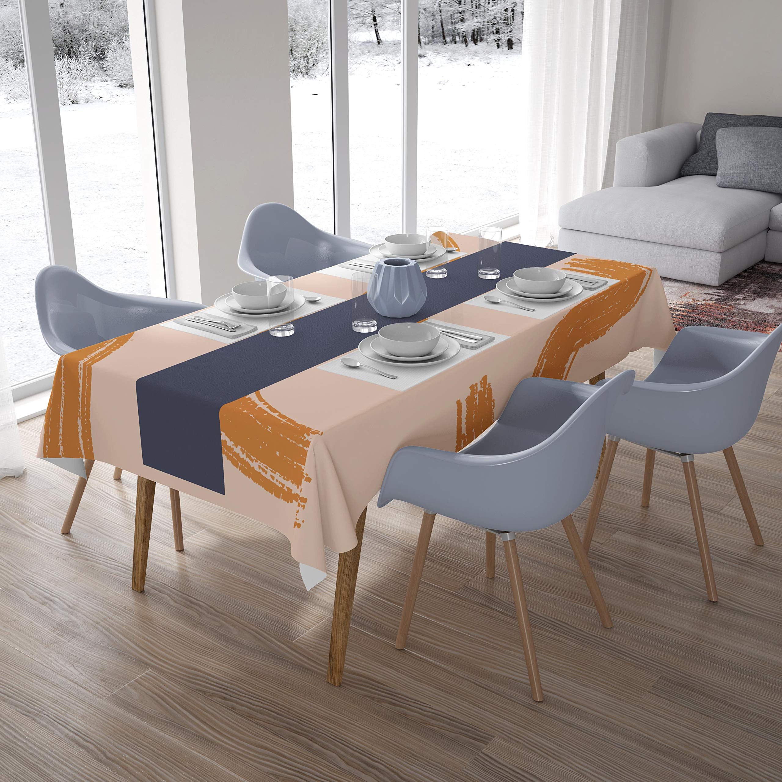 Bonamaison Kitchen Decoration, Tablecloth, Orange, Off White, 140 x 200 Cm - Designed and Manufactured in Turkey