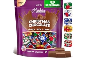 THE MADELAINE CHOCOLATE COMPANY Madelaine Milk Chocolate Christmas Presents – Individually Wrapped Holiday Chocolates for Kids – Christmas Candy Stocking Stuffers & Holiday Gift Basket Treats – 12 oz Bag (Approx. 36 Pieces)