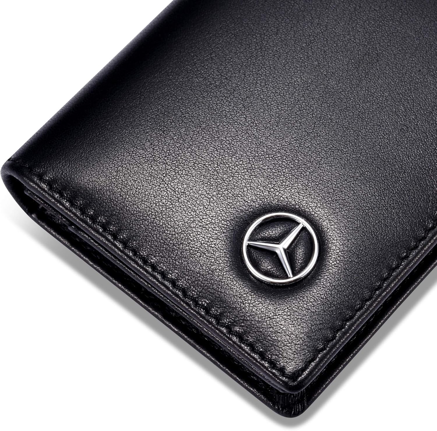 Amazon Com Tuoco Mercedes Benz Business Card Holder With Large Compartment Full Grain Leather Black Small Clothing