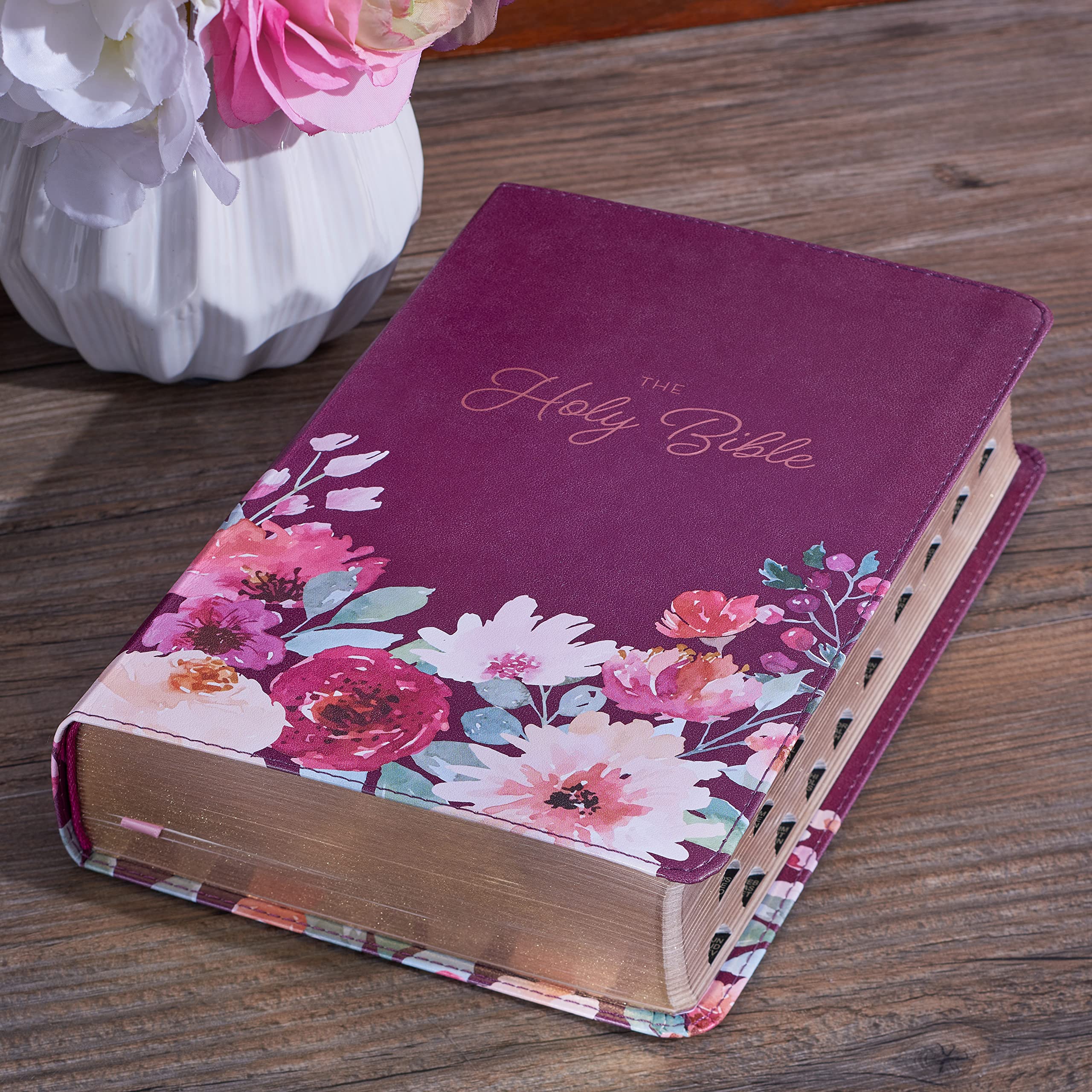 KJV Holy Bible, Giant Print Standard Size Faux Leather Red Letter Edition - Thumb Index & Ribbon Marker, King James Version, Printed Purple Floral (KJV Standard GP Editions) KJV Holy Bible, Giant Print Standard Size Faux Leather Red Letter Edition - Thumb Index & Ribbon Marker, King James Version, Printed Purple Floral (KJV Standard GP Editions) Imitation Leather