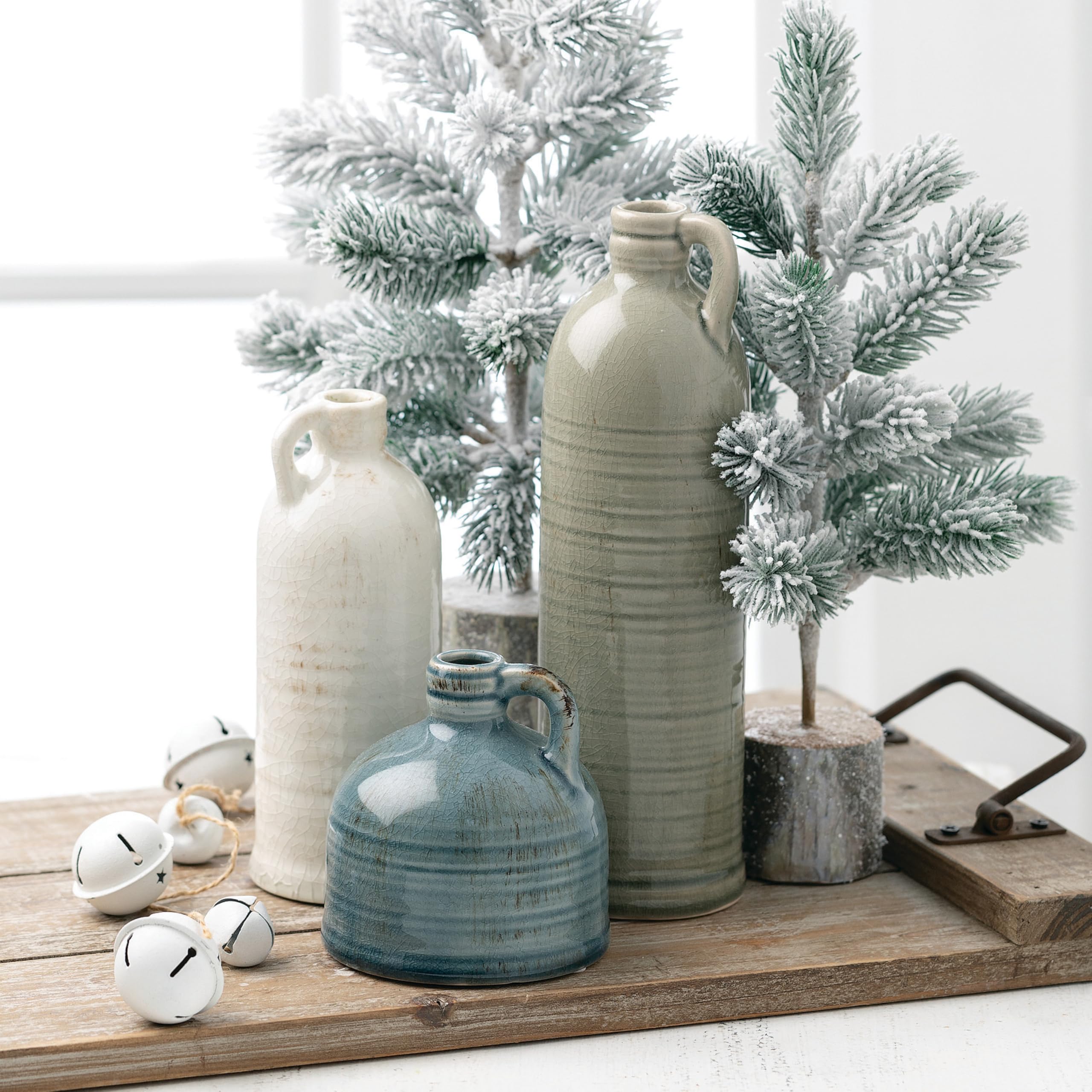 Sullivans Ceramic Jug Vase Set, Farmhouse Decor, Kitchen, Bedroom, Office, Living Room, Bathroom, & Coffee Table Centerpiece Decorations, Vases for Decor, Mantle & Shelf (CM2431) - Image 5