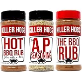 Killer Hogs The BBQ Rub, Hot BBQ Rub and AP Seasoning, 3 Pack, 37 oz | Three Championship Barbecue Spice Blends for Grilling, Smoking, and Searing, Beef, Chicken, Pork, Fish, and Veggies