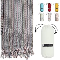 Amazon.com: BAY LAUREL Turkish Beach Towel with Travel Bag 39 x 71 ...