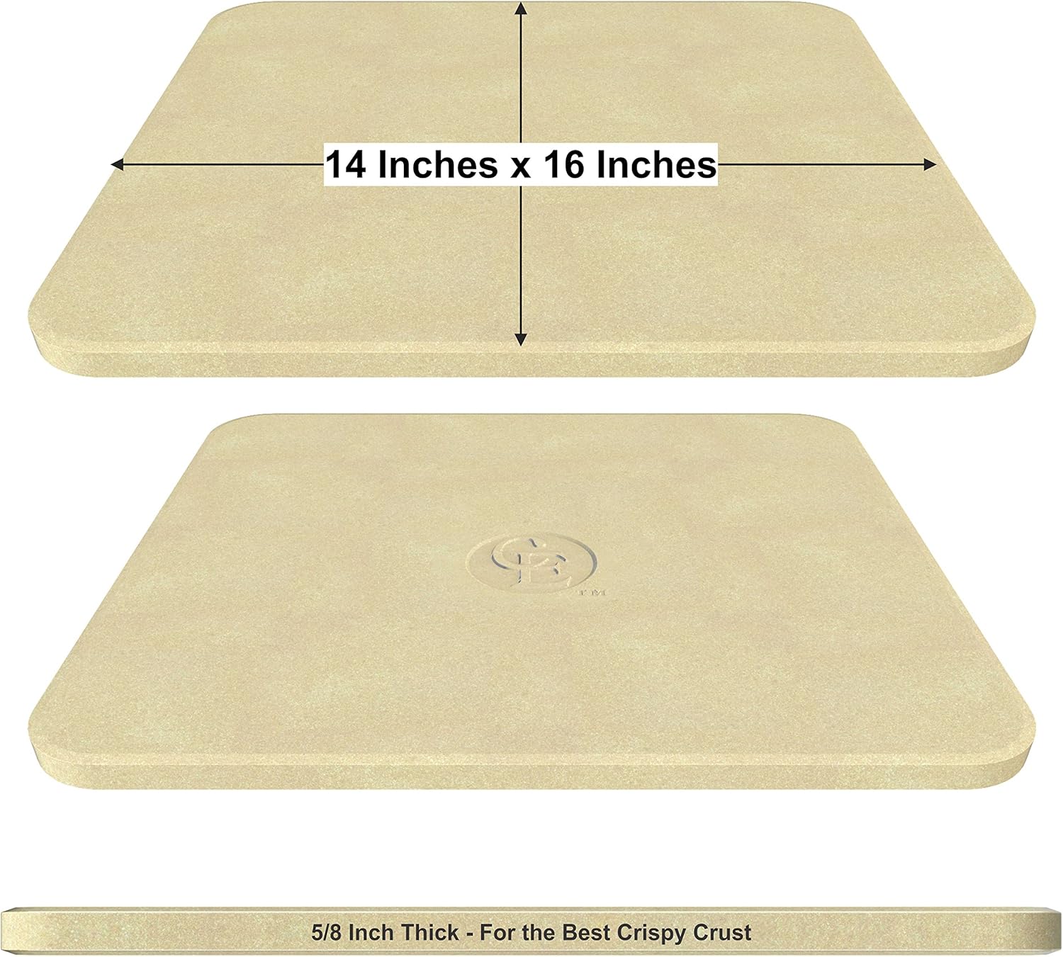Pizza Stone for Best Crispy Crust Pizza, Only Stoneware with Thermarite (Engineered Tuff Cordierite). Durable, Certified Safe, Ovens & Grills 14 x 16 Rectangular, Bonus Recipe Ebook & Free Scraper : Garden & Outdoor