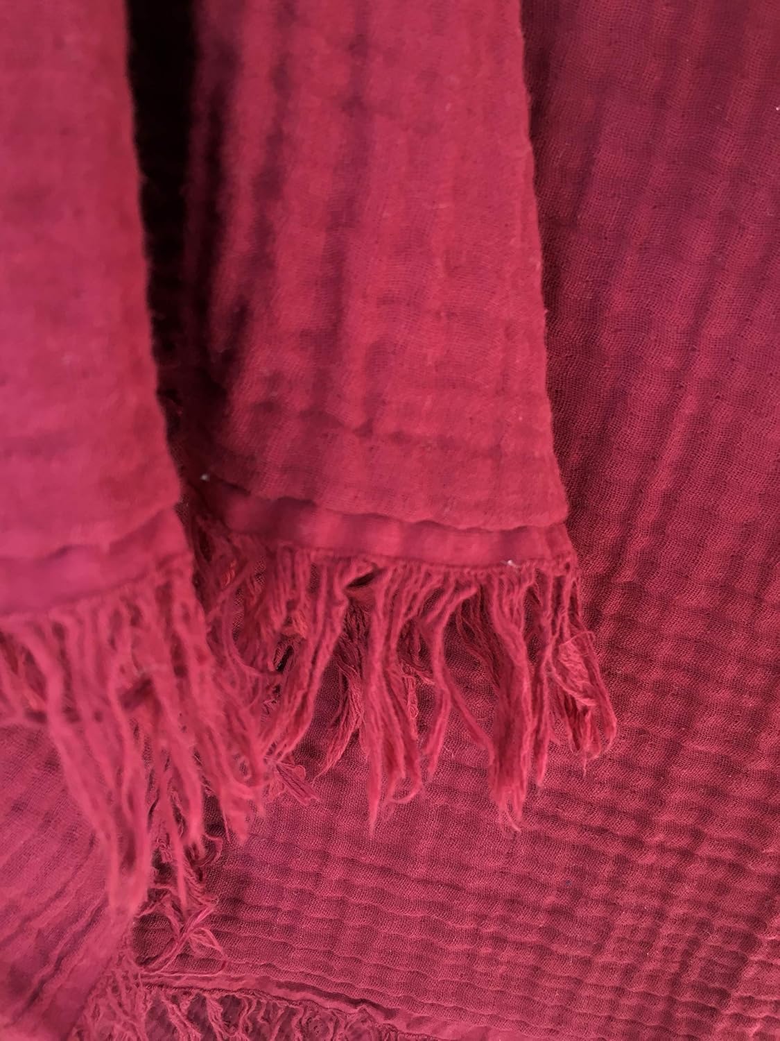 100% Organic Muslin Cotton Throw Blanket for Couch, Adult Kids, 4 Layers Pre-Washed Natural Dyed Yarn, Breathable Soft, Cozy, Warm, Lightweight Bed Blanket for Summer, All Season (55"x60" Burgundy): Kitchen & Dining