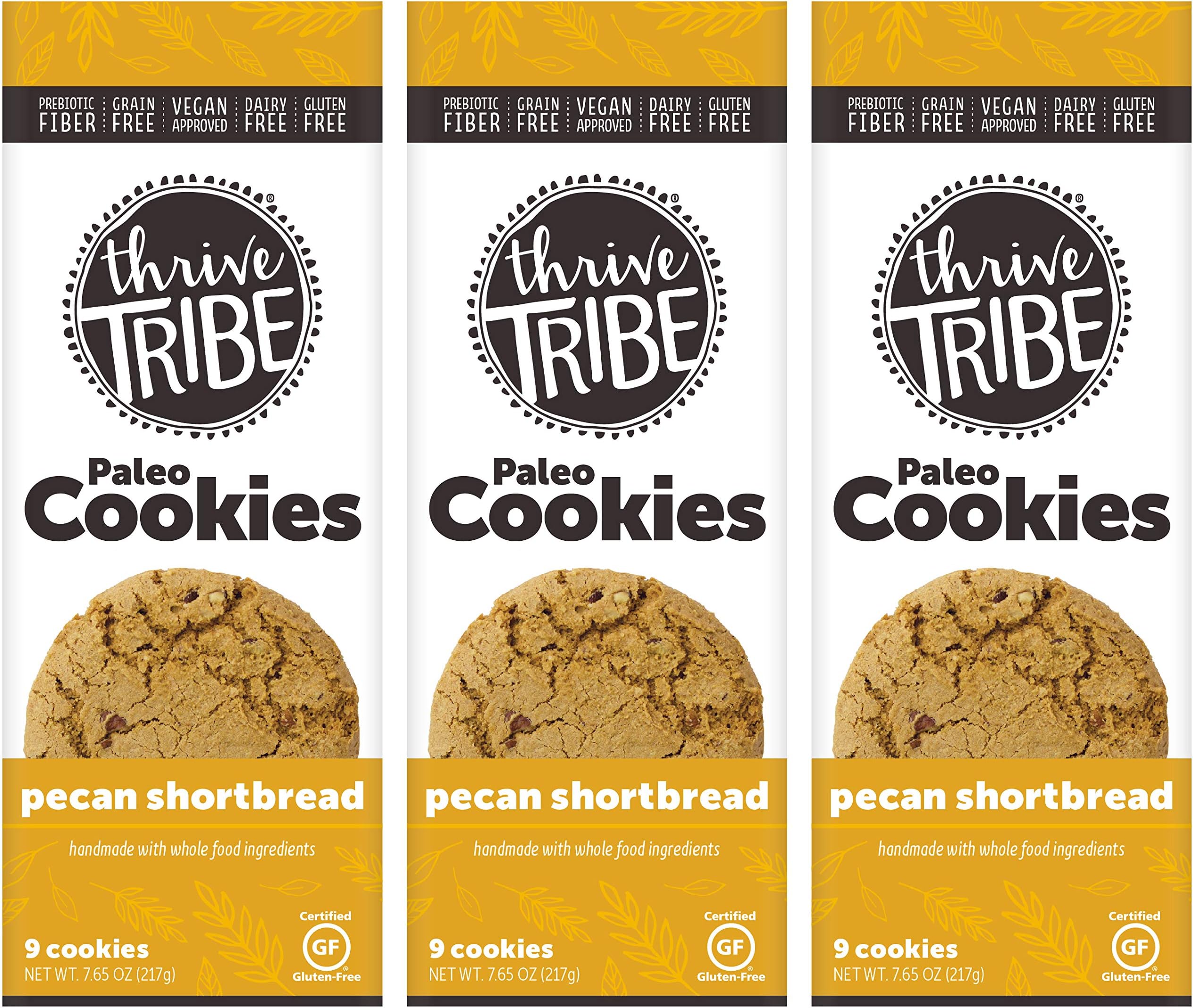Thrive Tribe Paleo Cookies, Pecan Shortbread, 7.65 oz (Pack of 3)