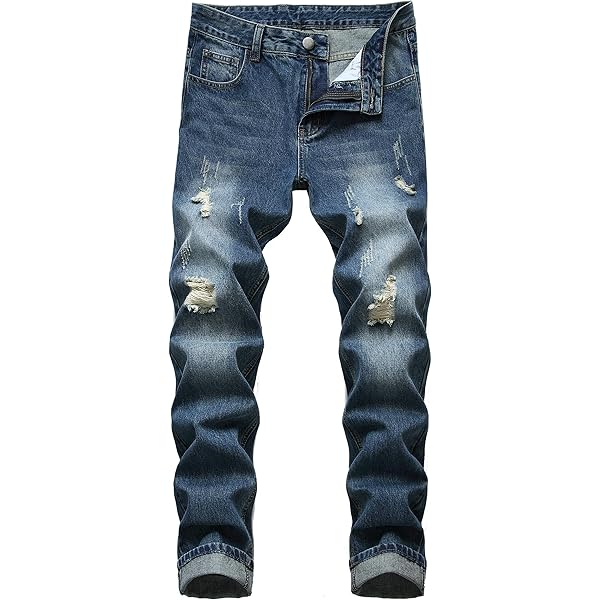 パンツ 22AW TAPERED DAMAGED DENIM Men's Distressed Zipper Destroyed Jeans Punk Gothic Mid Waist