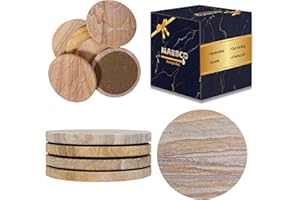 Marbco Sandstone Water Absorbent Hand Crafted Round Coasters for Drinks - 4 Inches Wide Thirsty Stone Bar, Drink Coasters- Made from Rainbow Sandstone